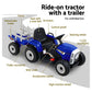 Ride On Car Tractor Trailer Toy Kids Electric Cars 12V Battery - Blue