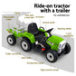 Ride On Car Tractor Trailer Toy Kids Electric Cars 12V Battery - Green