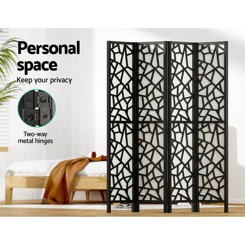 4 Panel Room Divider Screen 162x170cm - Black