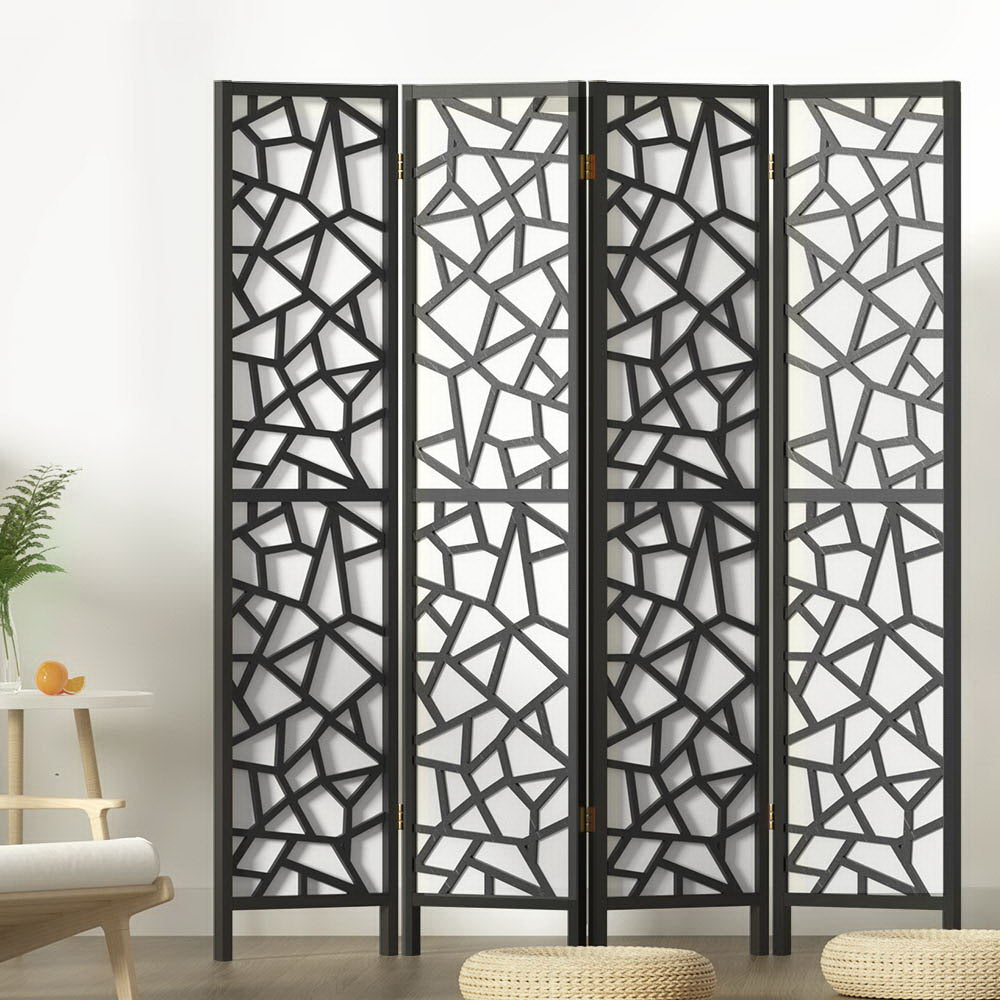 4 Panel Room Divider Screen 162x170cm - Black