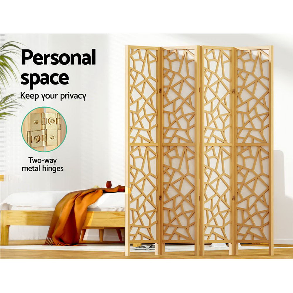 4 Panel Room Divider Screen 162x170cm - Natural