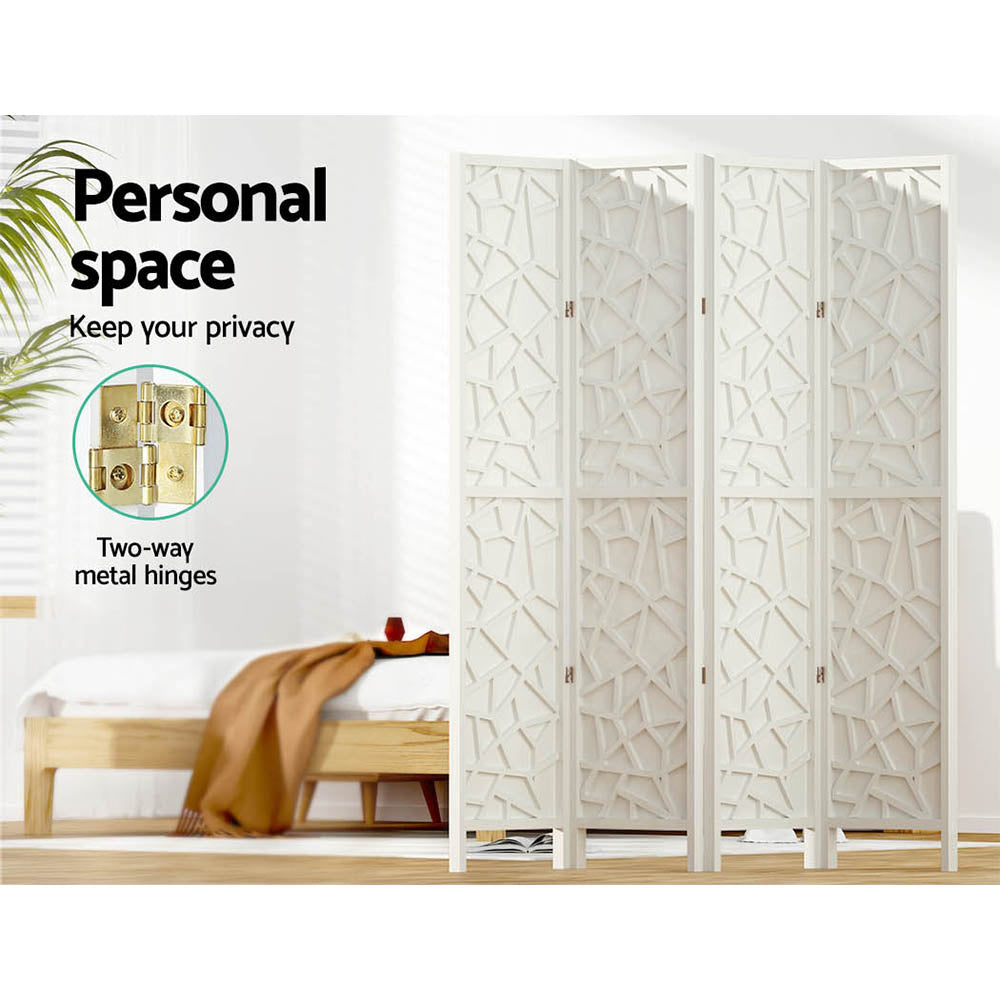 4 Panel Room Divider Screen 162x170cm - White