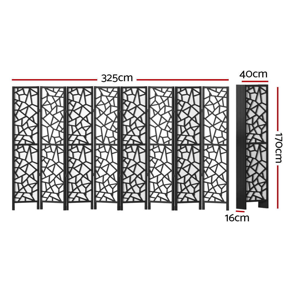 8 Panel Room Divider Screen 325x170cm - Black