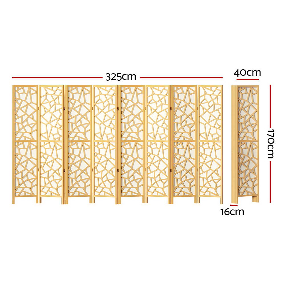 8 Panel Room Divider Screen 325x170cm - Natural