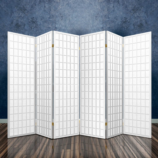 6 Panel Room Divider Screen 261x179cm - White