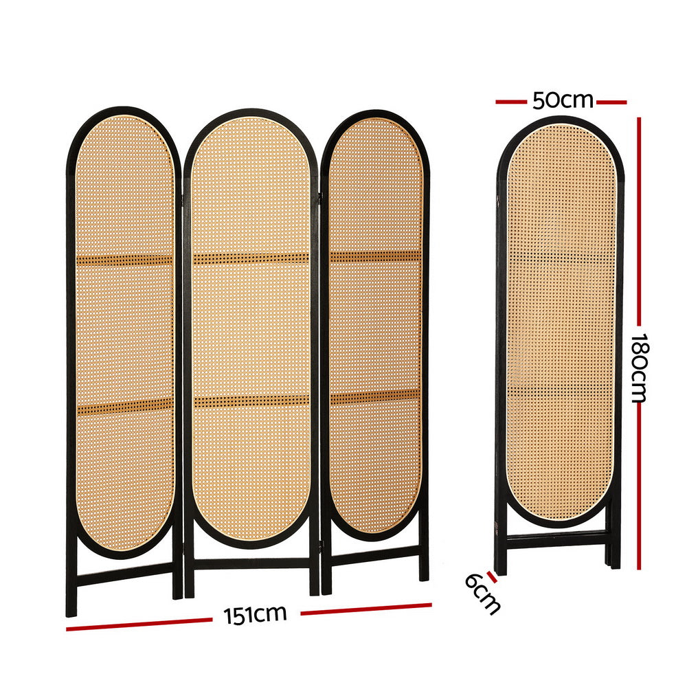 3 Panel Room Divider Screen 151x180cm Rattan - Brown