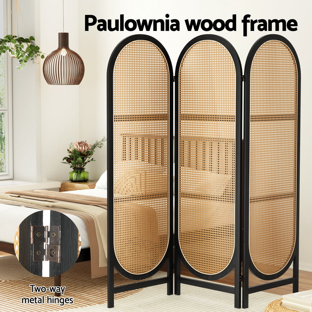 3 Panel Room Divider Screen 151x180cm Rattan - Brown