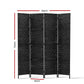 4 Panel Room Divider Screen 163x170cm Woven - Black