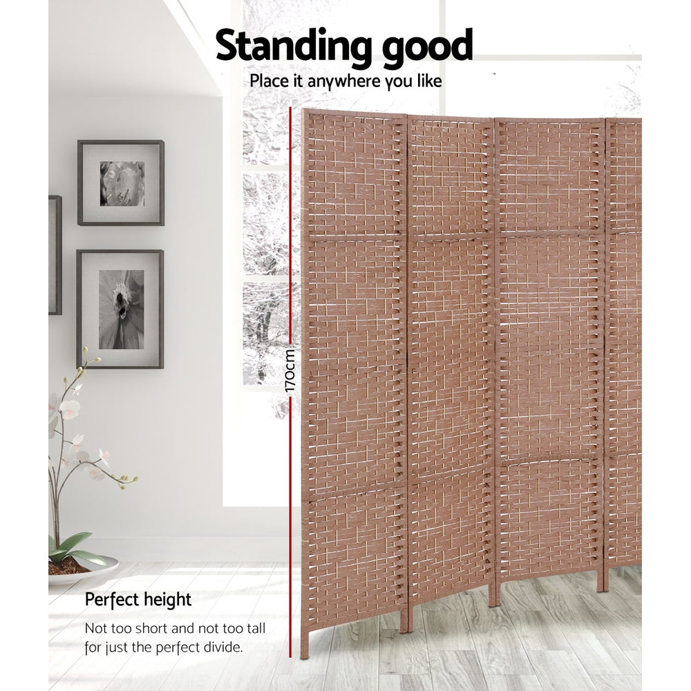 4 Panel Room Divider Screen 163x170cm Woven - Natural