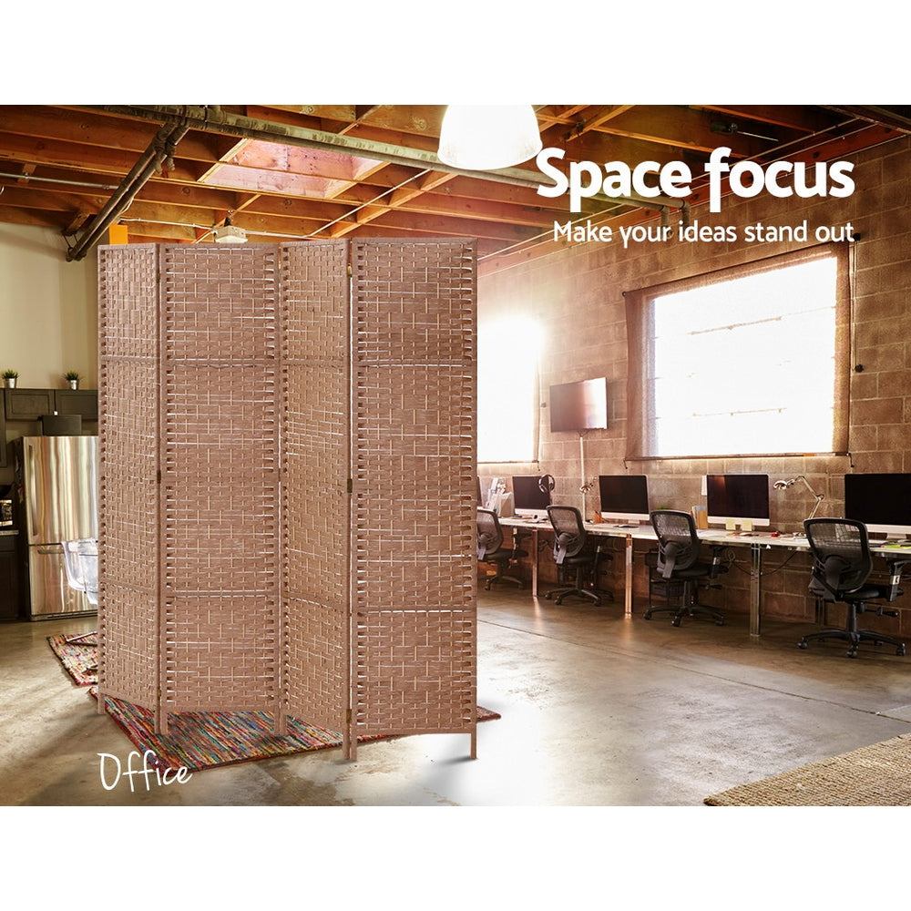 4 Panel Room Divider Screen 163x170cm Woven - Natural