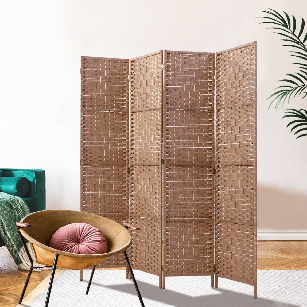 4 Panel Room Divider Screen 163x170cm Woven - Natural