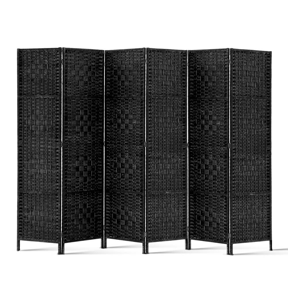6 Panel Room Divider Screen 245x170cm Woven - Black