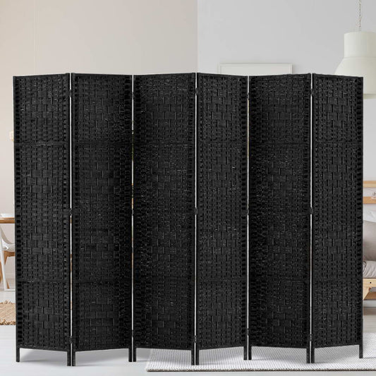 6 Panel Room Divider Screen 245x170cm Woven - Black