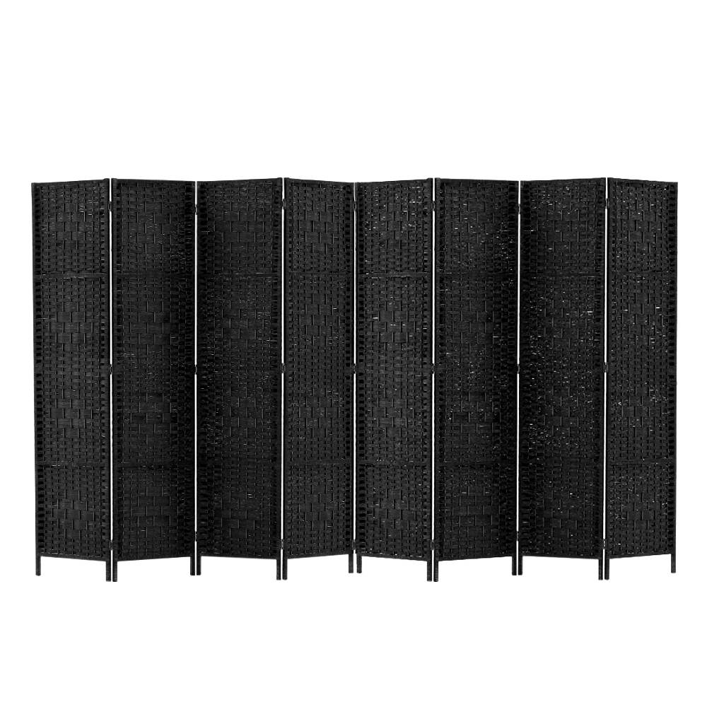 8 Panel Room Divider Screen 326x170cm Woven - Black