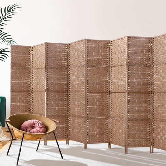 8 Panel Room Divider Screen 326x170cm Woven - Natural