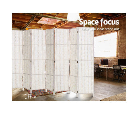 8 Panel Room Divider Screen 326x170cm Woven - White