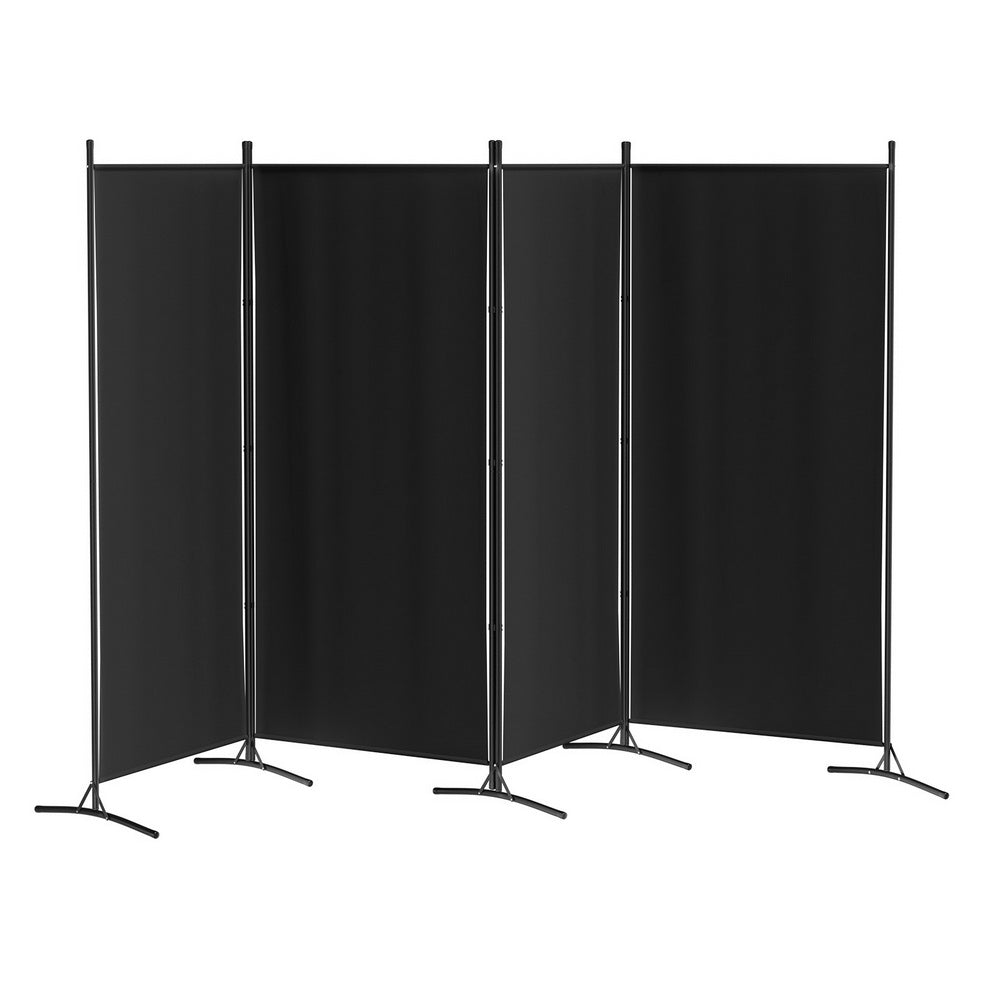 4 Panel Room Divider Screen 345x180cm Fabric - Black