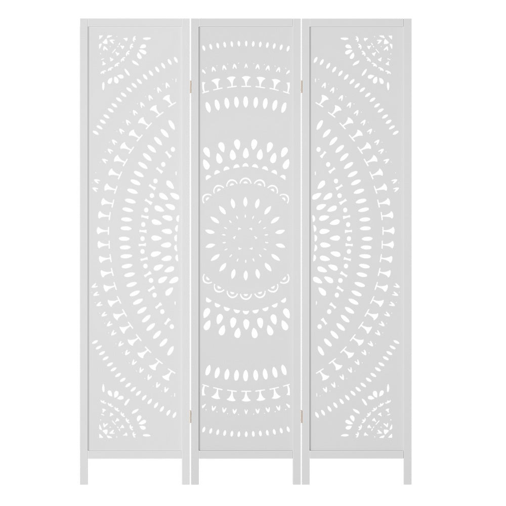 3 Panel Room Divider Screen 132x170cm Circle - White