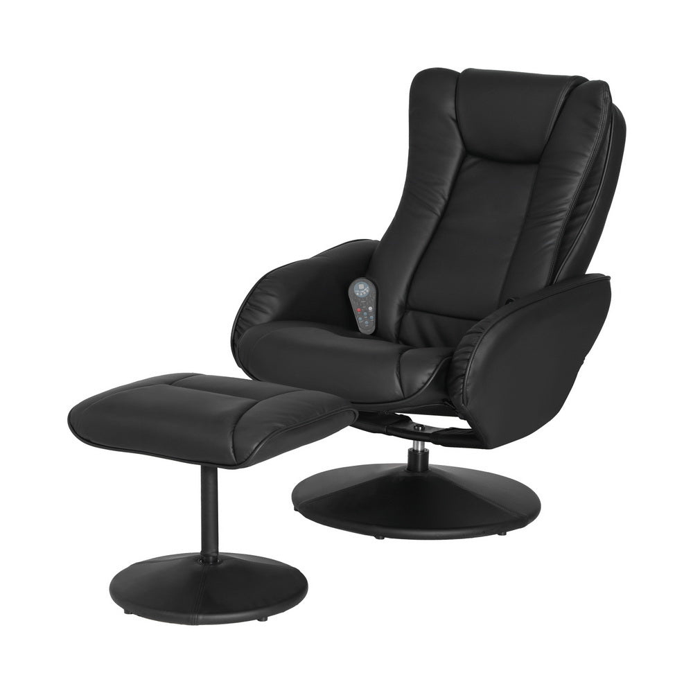 Daedalus Recliner Chair Electric Heated Massage Chairs Faux Leather - Black