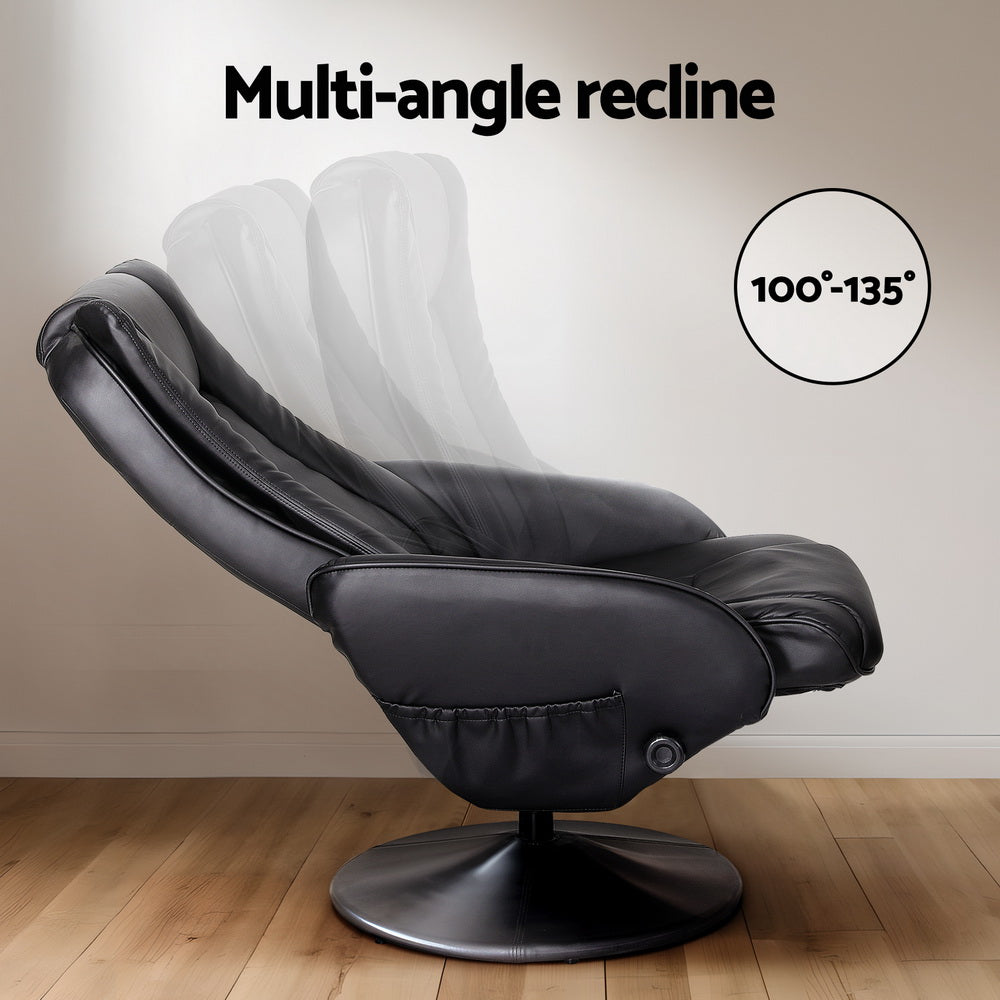 Daedalus Recliner Chair Ottoman Heated Massage - Black