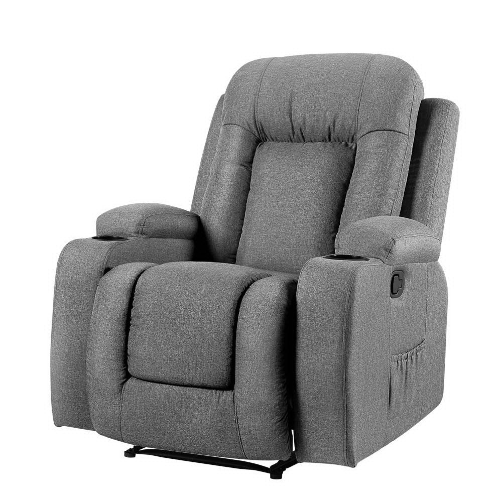 Artemis Recliner Chair Electric Massage Chair Fabric Lounge Heated - Grey