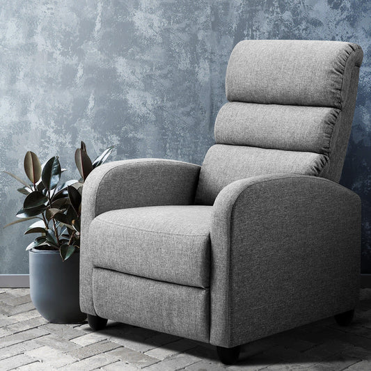 Calypso Luxury Recliner Chair Lounge Armchair Fabric Cover - Grey