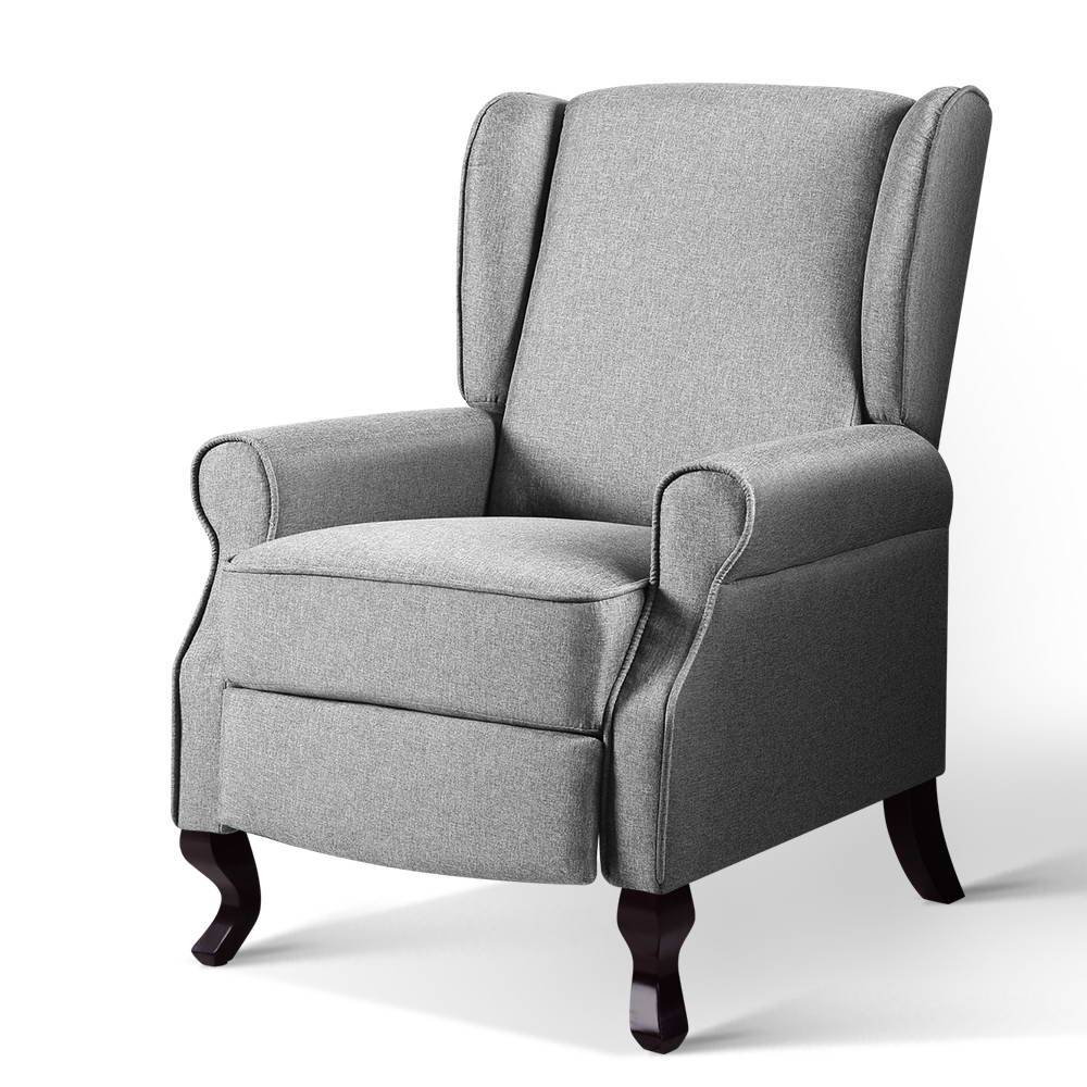 Eros Recliner Chair Luxury Lounge Armchair Single Couch Fabric - Grey