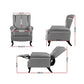 Eros Recliner Chair Luxury Lounge Armchair Single Sofa Couch Fabric - Grey