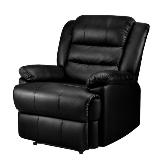 Nixie Recliner Chair Armchair Luxury Single Lounge Sofa Couch Leather - Black
