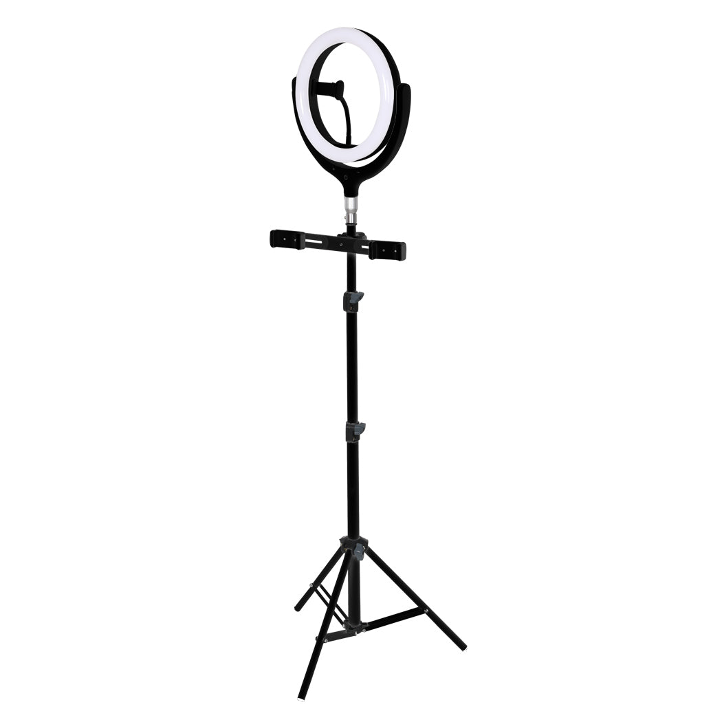 12'' LED Ring Light with Tripod Stand Phone Holder Dimmable Selfie Studio Lamp Black
