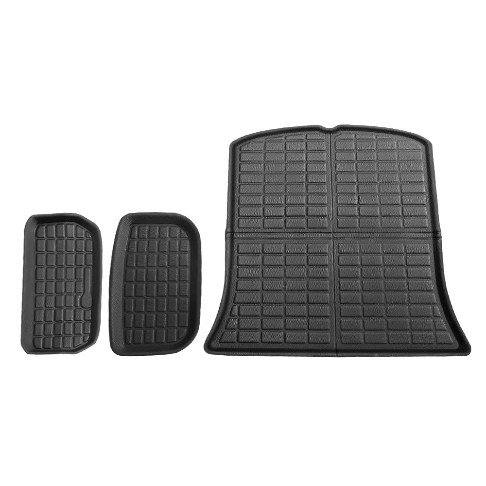3 Pieces Car Rear Front Cargo Trunk Toolbox Luggage Rubber Mats for Tesla Model Y