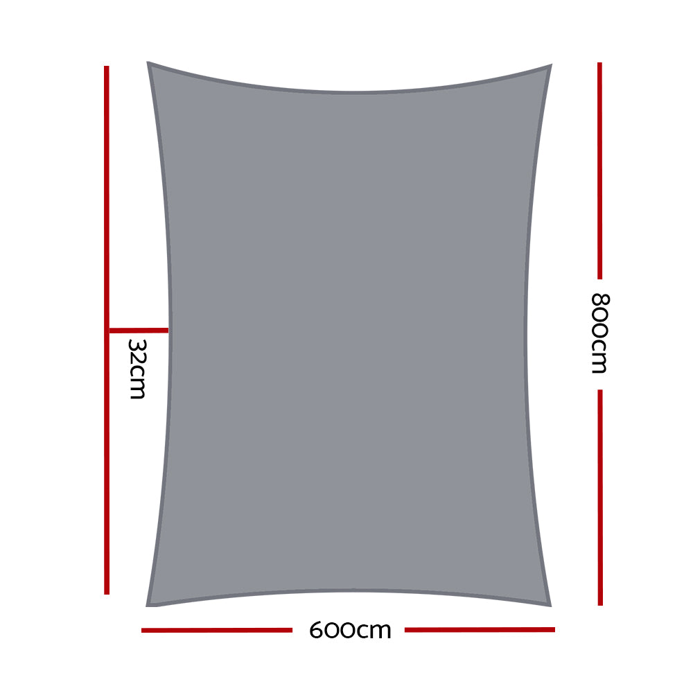 Sun Shade Sail Cloth Shade Cloth Outdoor Canopy Rectangle 280gsm 6x8m