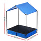 120cm Kids Sandpit Metal Sandbox Sand Pit with Canopy Cover Outdoor Toys