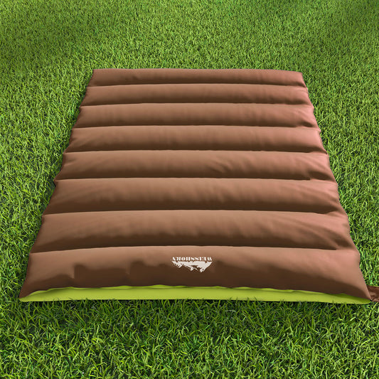 Sleeping Bag Double Bags Thermal Camping Hiking Tent - Brown