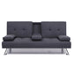 Missy 3-Seater Fabric Sofa Bed Recliner Lounge - Dark Grey