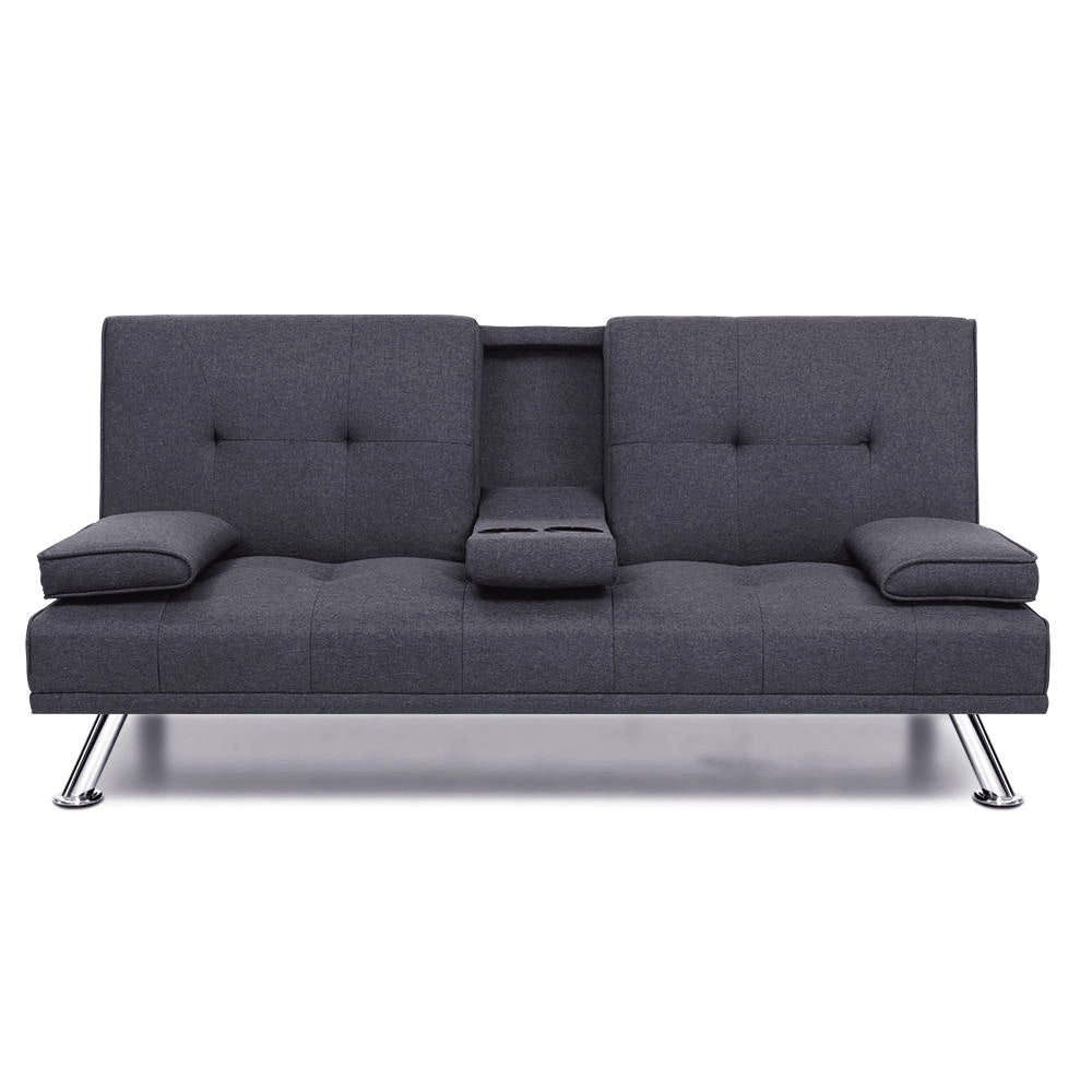 Missy 3 Seater Fabric Sofa Bed Recliner Lounge - Dark Grey