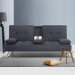 Missy 3-Seater Fabric Sofa Bed Recliner Lounge - Dark Grey