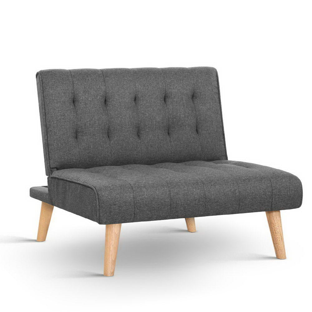 Miranda Single Seater Modular Sofa Bed Lounge - Dark Grey