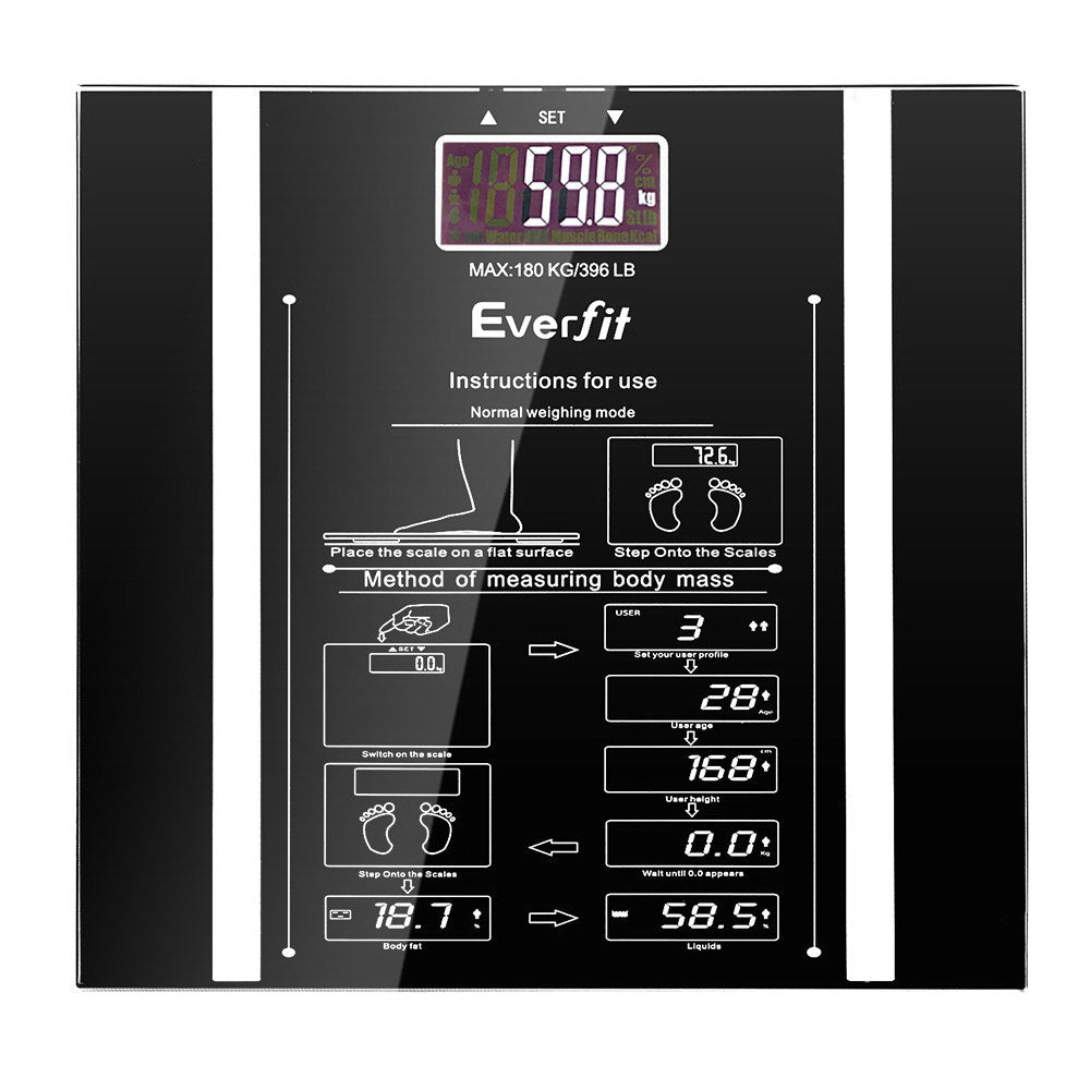 Bathroom Scales Digital Body Fat Scale 180kg Electronic Monitor Tracker