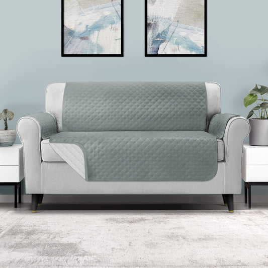 Sofa Cover Quilted Couch Covers 100% Water Resistant 3-Seater Grey