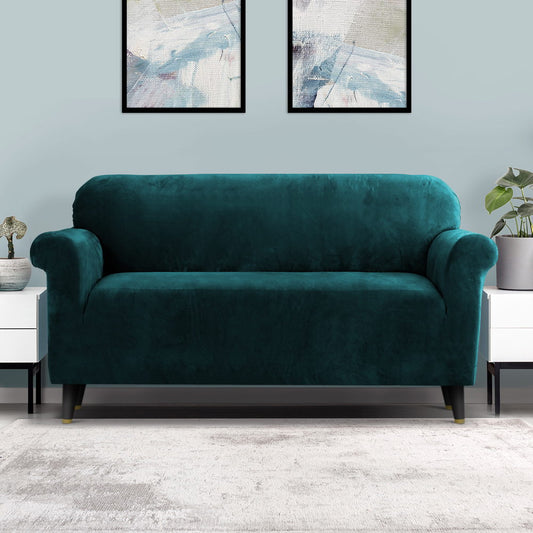 Velvet Sofa Cover Plush Couch Cover Lounge Slipcover 3-Seater Agate Green