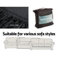Velvet Sofa Cover Plush Couch Cover Lounge Slipcover 3-Seater Black