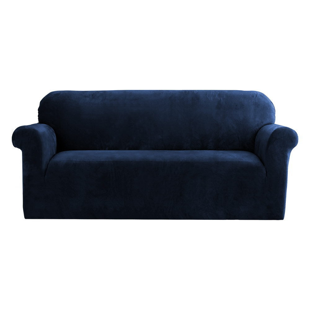 Velvet Sofa Cover Plush Couch Cover Lounge Slipcover 3-Seater Sapphire