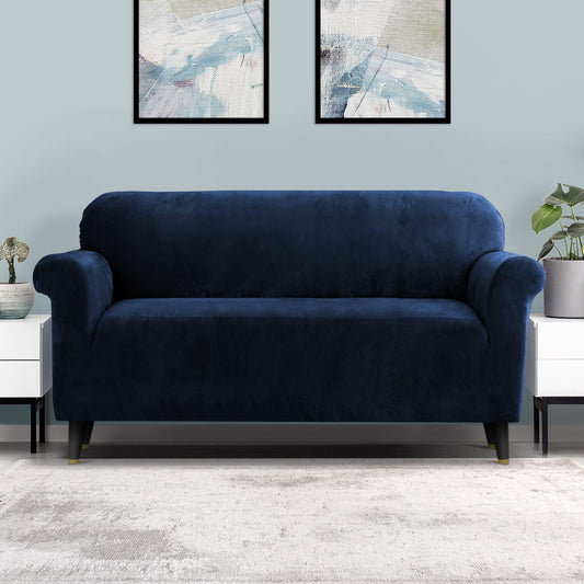 Velvet Sofa Cover Plush Couch Cover Lounge Slipcover 3-Seater Sapphire