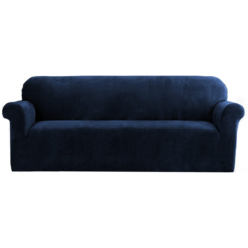Velvet Sofa Cover Plush Couch Cover Lounge Slipcover 4-Seater Sapphire