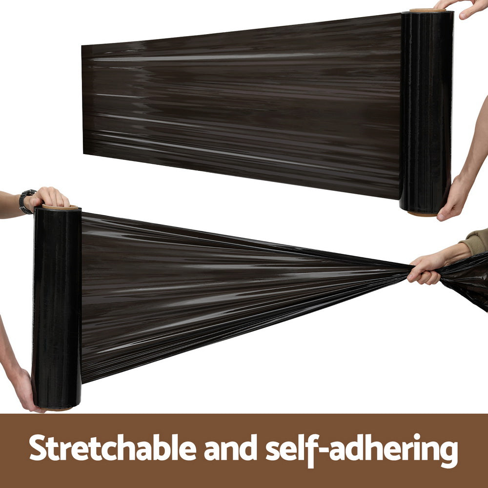500mm x 400m Stretch Film Pallet Shrink Wrap 6 Rolls Package Use Plastic Black
