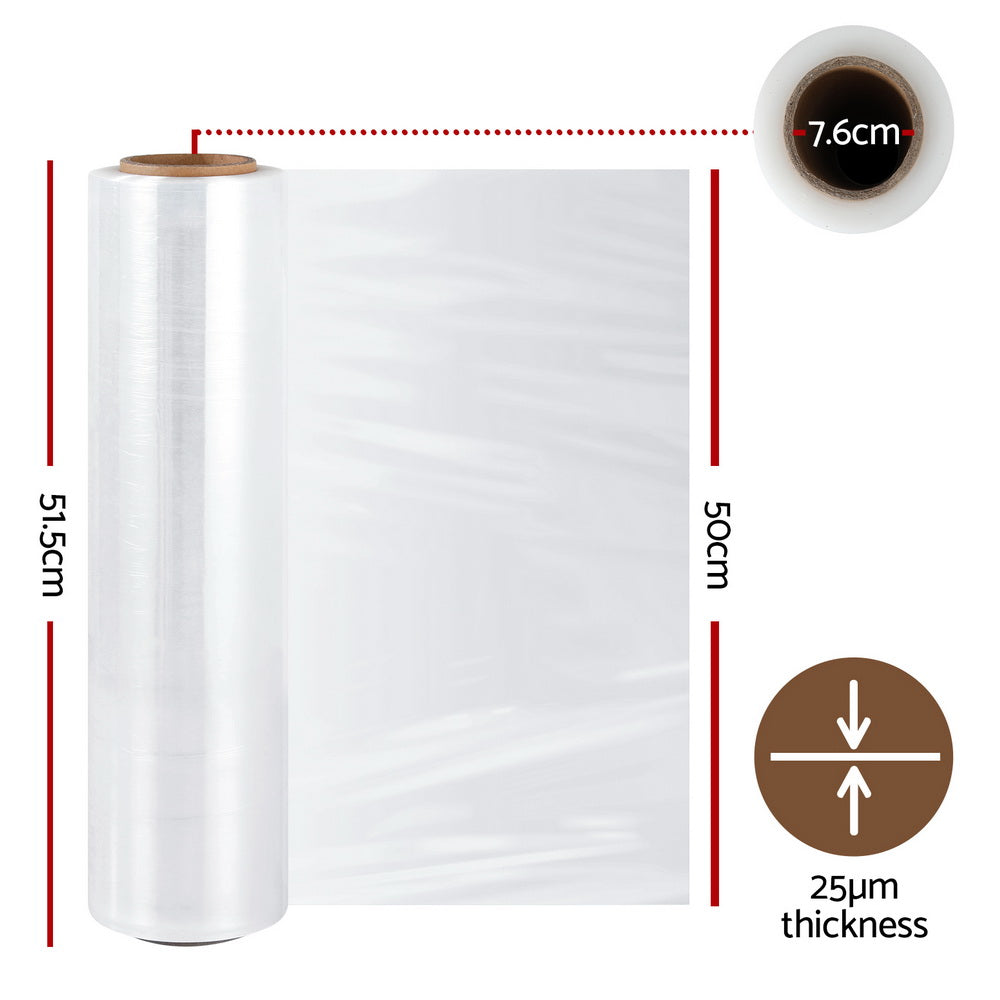 500mm x 400m Stretch Film Pallet Shrink Wrap 6 Rolls Package Use Plastic Clear