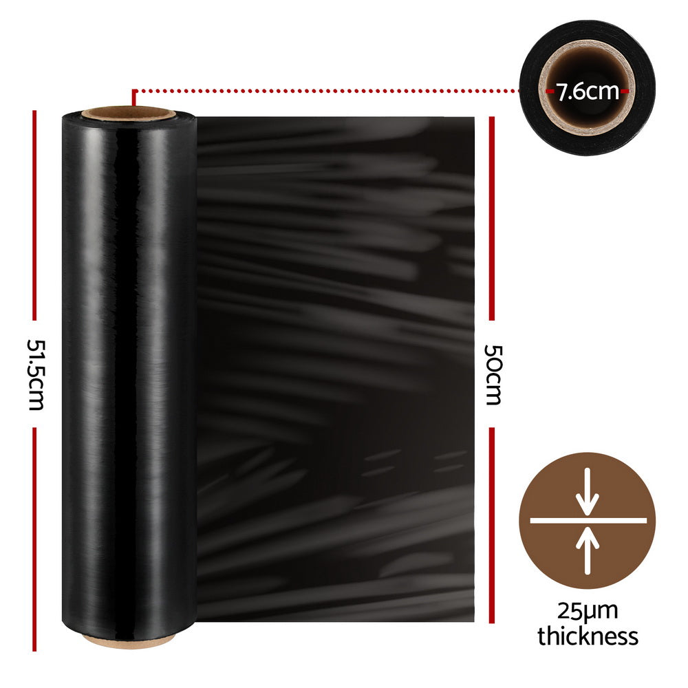 500mm x 400m Stretch Film Pallet Shrink Wrap 8 Rolls Package Use Plastic Black