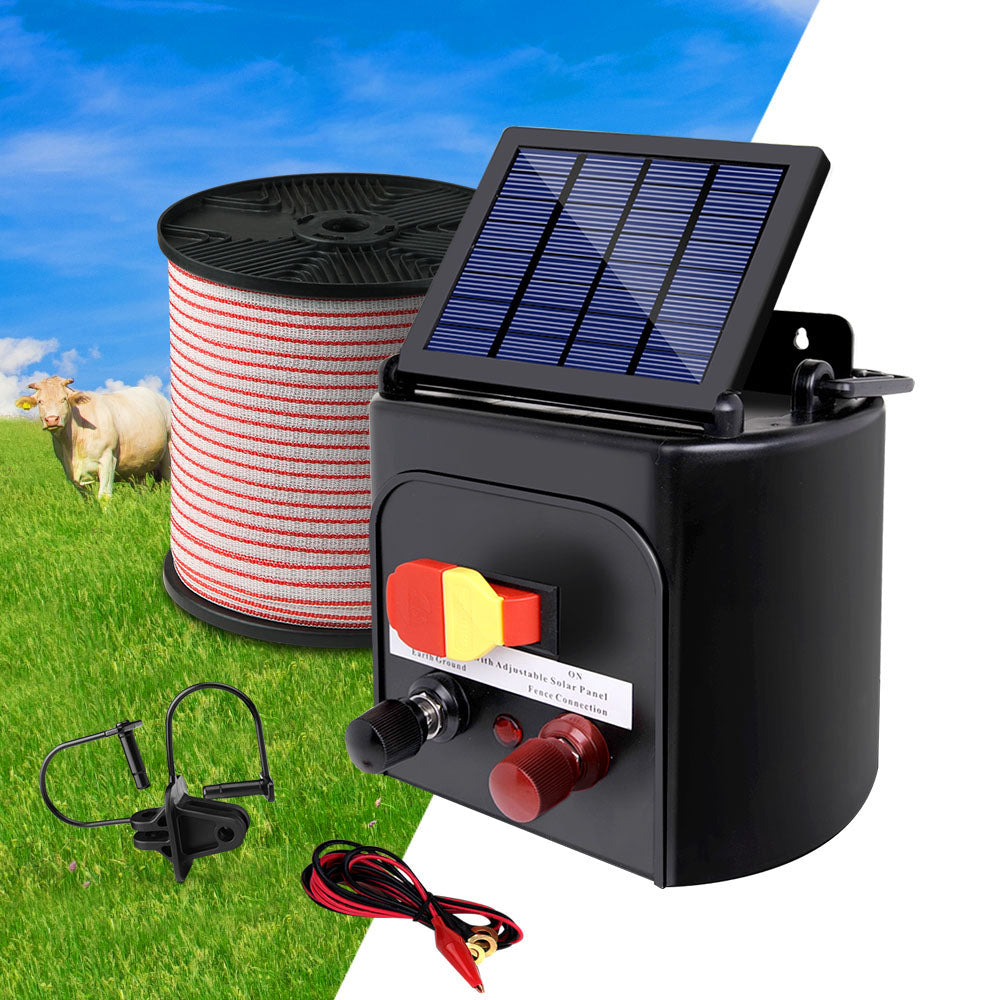 5km Solar Electric Fence Energiser Charger with 400M Tape and 25pcs Insulators