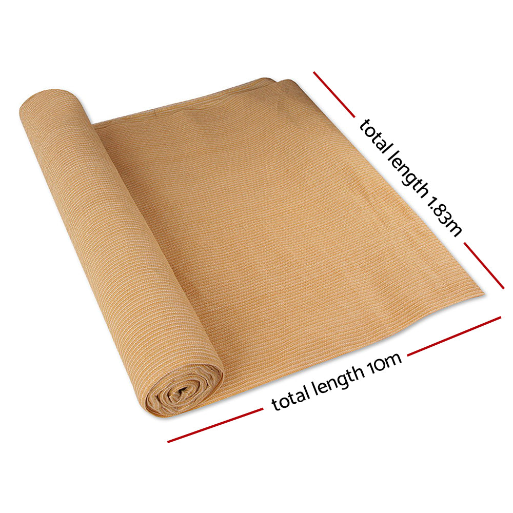 Instahut 90% Shade Cloth 1.83x10m Shade cloth Sail Heavy Duty Beige
